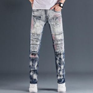 Tasarım Pantolon Bay Bayan T Gömlek Panter Baskı Yeşil Ordu Erkek İnce Denim Düz Biker Skinny Jeans Erkekler Destroyed