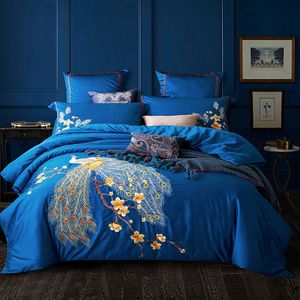 Conjuntos de cama de luxo sets Queen King Size Bordado Egípcio Algodão Bedlinens Duvet Cover Bedsheet Cases T200706