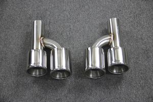 1 Pair H Model 304 Stainless Steel Exhaust Pipe Muffler tip Car Universal Outlet 76/89/101mm About Length 240mm Double Nozzle