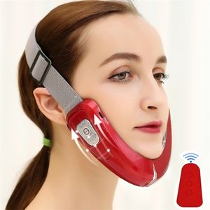 V Face Shape Mento V-Line Cintura sollevabile Telecomando LED Pon Therapy Lifting Doppio riduttore EMS Massaggiatore dimagrante 220216