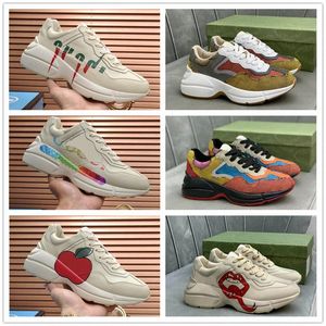 Vintage Sıradan Ayakkabı Botları Rhyton Top Sneaker Tasarımcı Ekose Desen Platformu Klasik Süet Deri Sporları Kaykay bayanlar ayakkabılar erkek kadın spor ayakkabılar kutu