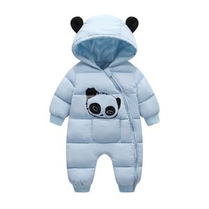 OLEKID 2020 Winter Baby Schneeanzug Cartoon panda Dicke Warme Neugeborene Baby Mädchen Overall Kleinkind Schnee Anzug Baby Junge Strampler Overalls LJ201007