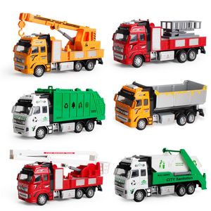 Pull Back Toy Car Sliding Alloy Municipal Engineering Vehicle Model Fire Truck Car Model Excavator Garbage Truck Toy Kids Gifts LJ200930