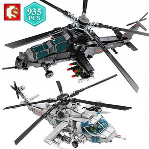 Technical Police WW2 Military Armed Helicopter Building Blocks STEM Kit Aircraft Bricks Toys For Boys Adult Holiday Gifts