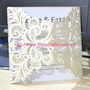 Hälsningskort Partihandel-50pcs / Lot Fancy Wedding Invitations Laser Cut Invitation Ivory1