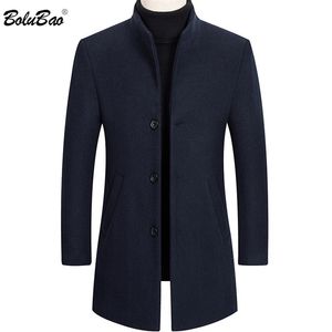 BOLUBAO Brand New Men Wool Coat Men's Solid Color Casual Slim Fit Overcoat Winter Comfortable Fashion Wool Blends Coats Male 201223