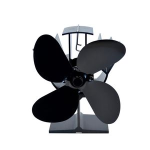 Ventilatore per camino nero Alimentato a calore Articoli vari per la casa Ventilatori per stufe a legna Bruciatore di sicurezza per log Moda 4 pale 85as P2