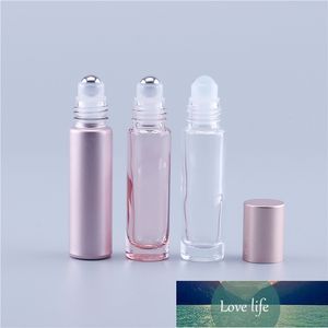 10 ml pembe renk kalın cam rulo üzerinde uçucu yağ boş parfüm şişesi rulo top şişe seyahat için