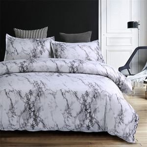 2 / 3pcs tryckta marmor sängkläder uppsättning geometrisk enkel stil täcke täcken twin double queen size brife sängkläder sängkläder 201021