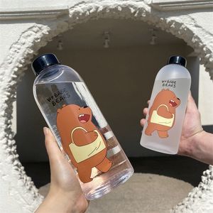 1000 ml şeffaf plastik şişe kungfu panda karikatür buzlu su şişeleri sızdırmaz drinkware sevimli öğrenci kız hediye fincan 201221