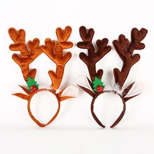 Julekorationer 1st pannband Bells Headwear Home Bar Decoration Flanell Gift Antlers Party Supplies1