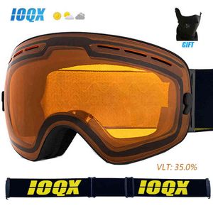 Óculos de Snowboard de Esqui Profissional Neve Grande Ângulo Óculos com Duplas Camadas Anti Fog UV400 Máscara Homens Mulheres Snowmobile Goggle
