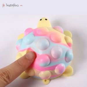 NIEUWE Fidget Sensory Toys D Fidgets Squeeze Siliconen Bubble Squishy Toy Autism Speciale behoeften voor volwassenen Kids Angst Stress Relief Turtle Shape B0114