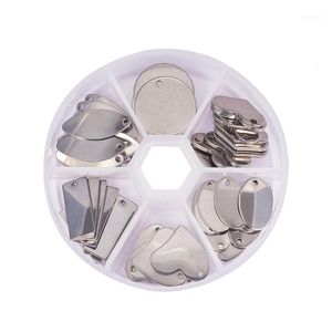 Encantos 60 Pcs Aço Inoxidável Flat Rodada Oval Coração Retângulo Em Branco Estampagem Tag Pingentes 6 estilos para Jóias Making1