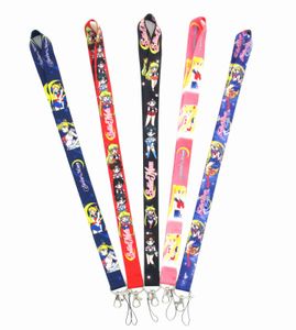 Piccolo commercio all'ingrosso 20 pezzi Japan Anime Sailor Moon cordino tracolla clip striscia nera per chiave auto carta d'identità porta badge per telefono cellulare