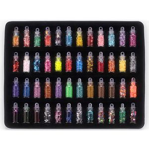 48 bottiglie colorate miste per nail art paillettes glitter per unghie pigmenti in polvere 3d adesivi ultrasottili fiocchi decorazioni per manicure set