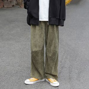 Winter Men Casual Corduroy Harajuku Spodnie Kombinezony Męskie Streetwear Spodnie dresowe Mężczyzna Koreański Joggers Szeroki Nogi Spodnie z M-2XL