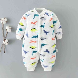 0-48M Newborn Baby Clothes Cartoon Baby Romper Autumn Winter Warm Jumpsuit Cartoons Girl Boy Overalls Children Gymnastics G220223