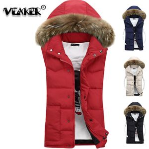 Men's Jackets Vest Sleeveless Winter Casual Coat Fur collar Jacket Thick Warm Mens Vests Fashion Slim Fit hooded Vest S-5XL 201120