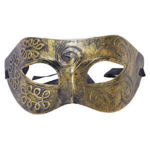 1pcs Men's Masquerade Mask Ball Masks Stag Party Fancy Dress Venetian Eye Face Roman Gladiator Gold1