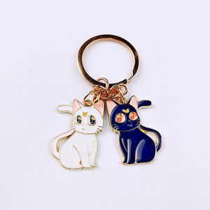 Classic Cat Kitten Black White Key Ring Keychain Luna Moon Animal Gift Special Lovely Cute Cartoon Backpack Car Pendant Unisex DK0012