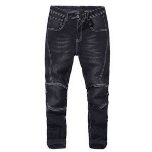 Grande tamanho masculino jeans de moto outono e inverno novo elástico harem calças jeans grosso homens preto 40 42 44 46 48 20111