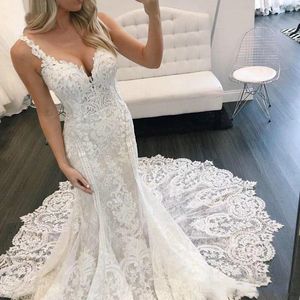 New style Lover Kiss Mermaid Wedding Dress 2022 Robes de mariée Plus Size Bridal Gowns Sexy Long Train V Neck