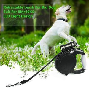 Прочная большая большая собака поводка выдвижной питомерный поводки Светодиодный свет расширяющий автоматический перевозки для немецкой овчарки собака LJ201109