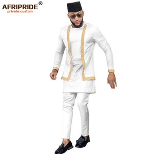 Abbigliamento uomo africano Set completo completo 3 pezzi per uomo Camicia Dashiki Pantaloni Ankara Cappello tribale Tuta AFRIPRIDE A1916016 201123