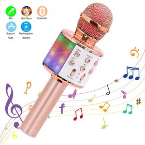 Microfone sem fio Bluetooth com LED Lights Home KTV Singing Recorder