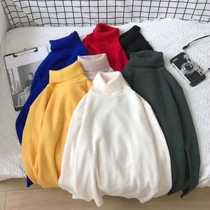 Maglioni da uomo dolcevita maglione Slim uomo coreano solido 2021 inverno coppia Pullover Natale colorato abbigliamento da donna