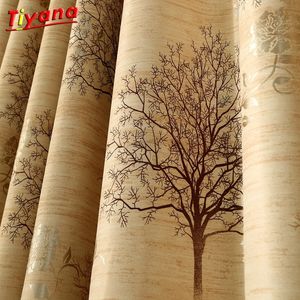 Wedding Yellow Art Tree Blackout Curtains for Living Room Tree Branch Pattern Curtain for Bedroom House Decoration W- *ST LJ201224