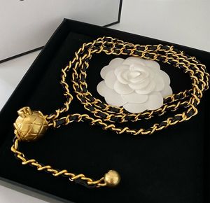 Подиумный винтажный ремень, ожерелье из овчины, известный бренд, ожерелье с мячом, пояс с декоративным логотипом, золотым звеном, поясная цепочка, пояс