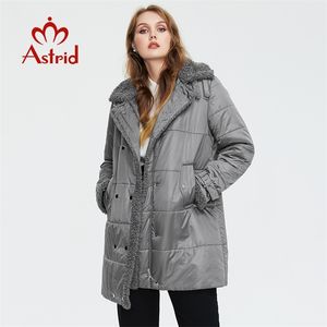 Astrid Winter Jacket Women Fur Collar Faux Fur Tops Fashion Plus Size Parkas Damska Płaszcz Wiatroodporny Park Kapturze AT-10057 211221