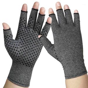 Cyklingshandskar Comfy Brace Artrit Handkompression Glove, Fingerless Andningsbar Wicking Tyg Logga in Rheumatoid Pains Therapy Wristba