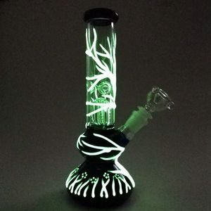 Glow In The Dark Hookahs 18mm Female Joint With Diffused Downstem Bowl Oil Dab Rigs UV Glass Bongs 4 Arms Tree Perc Water Pipes