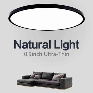 LED Ceiling Lights 0.9inch LED Ultrathin Ceiling Lamp Warm White Cold White Black White Round Lighting Living Room Bedroom Light W220307