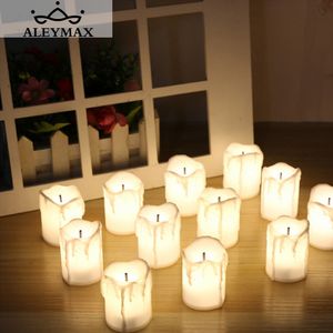 12Pcs/Box Warm White Flameless LED Electric Battery Powered Tealight Candles Holiday/Wedding Decoration Big Votive Candles Y200109