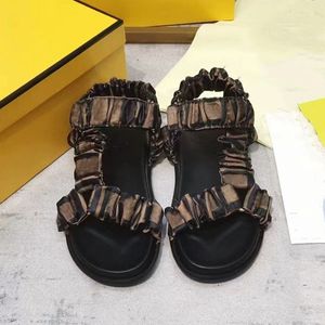 Mulher Designer Sandálias Top-Quality Slides Sapatos Casuais Genuíno Silk Upper Drawcord Flip Flop Tamanho 35-43 com caixa