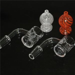 Fumar 100% Real Banger de Quartzo com vidro Carb Cap Dish 14mm Dumeless Nail Fêmea Masculino 90 graus Quartzs Perigo para Dab Rig Bong