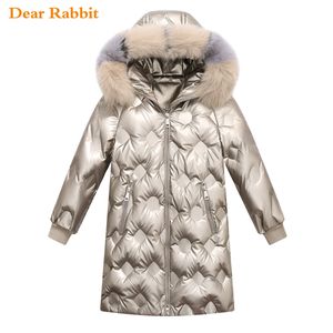 2020 Новые дети мода длинное пальто зима утолщение детей вниз куртка для девочки парки снег носить верхнюю одежду детский снег 5-14Y -30 LJ201125