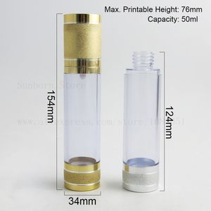 Botellas de crema de plástico de plástico sin aire de plata de oro de 300 unids 15ml 30ml 50ml contenedor de maquillaje cosmético
