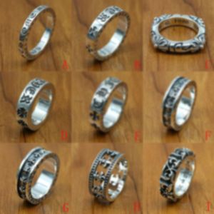 Ny 100% 925 Sterling Silver Jewelry Vintage Style Antik Silver Handgjorda designerband Ringar korsar män