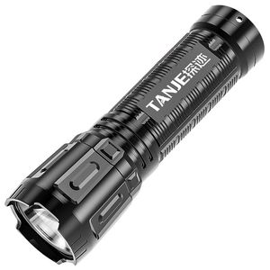 Torcia a LED luminosa Torcia portatile impermeabile in ABS Ricaricabile tramite USB 18650 Torce tattiche Luce da campeggio per bicicletta