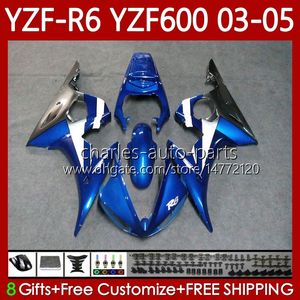 Fairing moto per Yamaha YZF-R6 YZF600 YZF R 6 NUOVO BLUE 600 cc YZFR6 03 04 05 Bodywork 95No.105 YZF R6 600CC 2003 2004 2005 Cowling YZF-600 03-05 Kit corpo OEM