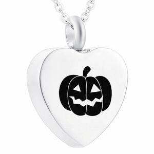 Halloween pumpa huvud hjärta hänge rostfritt stål kremering aska minnesurna för mänsklig aska halskals med fyllsats