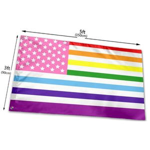 Pink Gay LGBTQ LGBT American Pride Flags Outdoor Banners 3' x 5'ft 100D Polyester Vivid Color With Two Brass Grommets