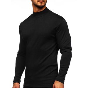 Höst vinter män casual tröjor turtleneck långärmad stickad pullover grundläggande smal passform mjuk comfy t-shirt