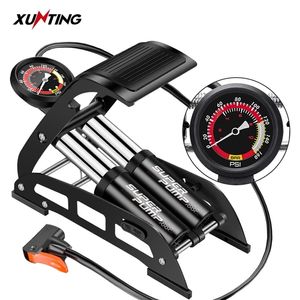 Xunting Bike Floor Foot Pump Portable Air Ball Bicycle Motorcycle Car Double Barrel Pedal High Pressure Bomba Bicicleta 220225