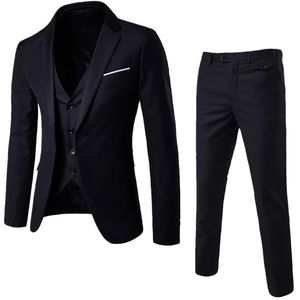 2020 Mannen Mode Slanke Pakken Mannen Business Casual Stalknecht Driedelig Pak Blazers Jas Broek Broek Vest Sets LJ201223